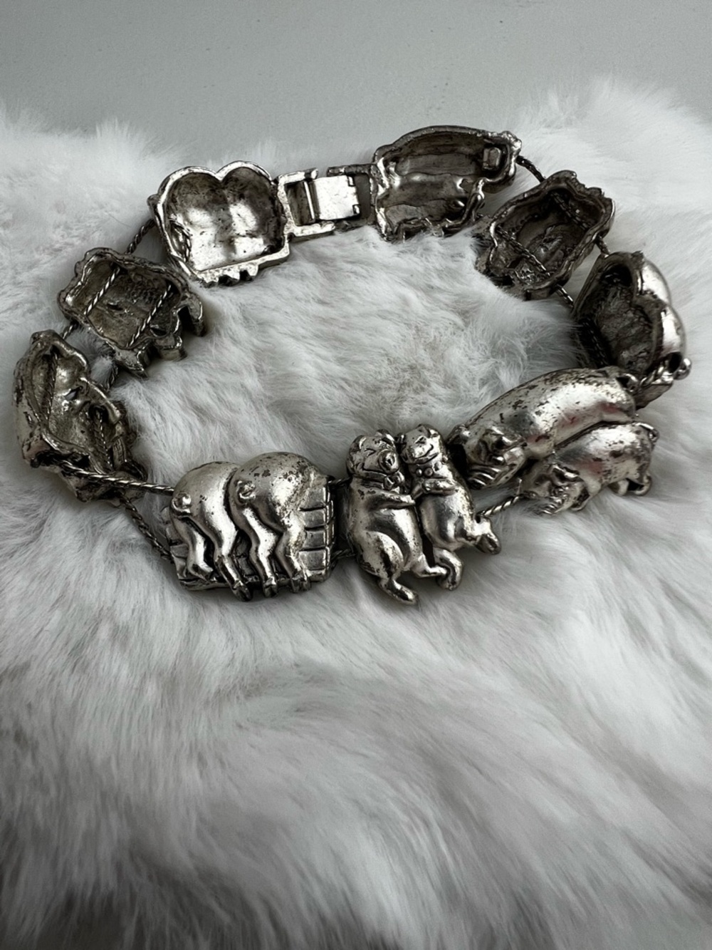 Vintage Piggy Slider Charm Bracelet